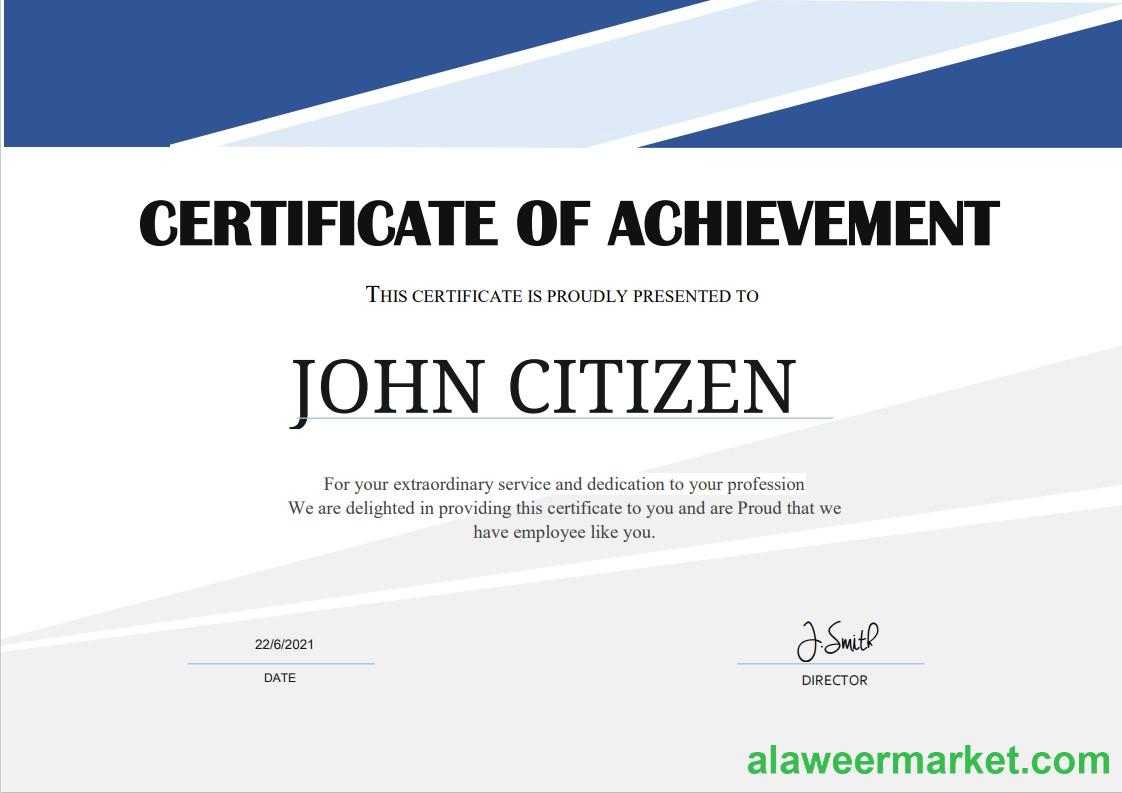 USA Employee Thank You Achievement cert